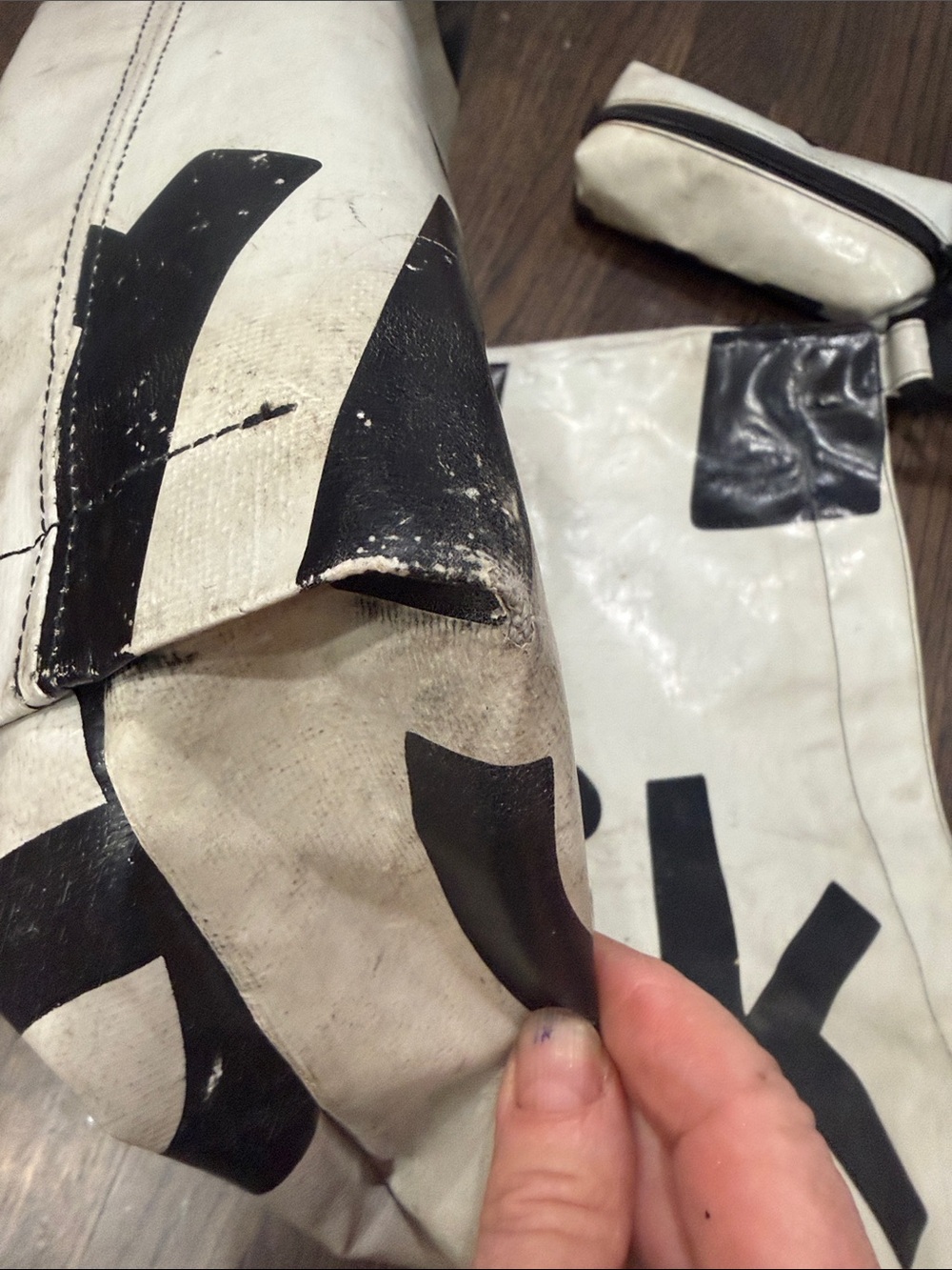 FREITAG Grey & Black Graphic Shoulder Bag with Detachable Pouch. - Picture 8 of 16